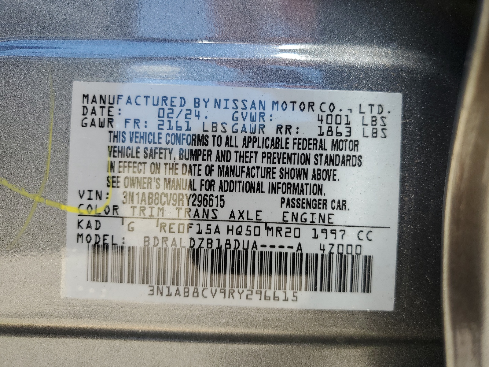 3N1AB8CV9RY296615 2024 Nissan Sentra Sv