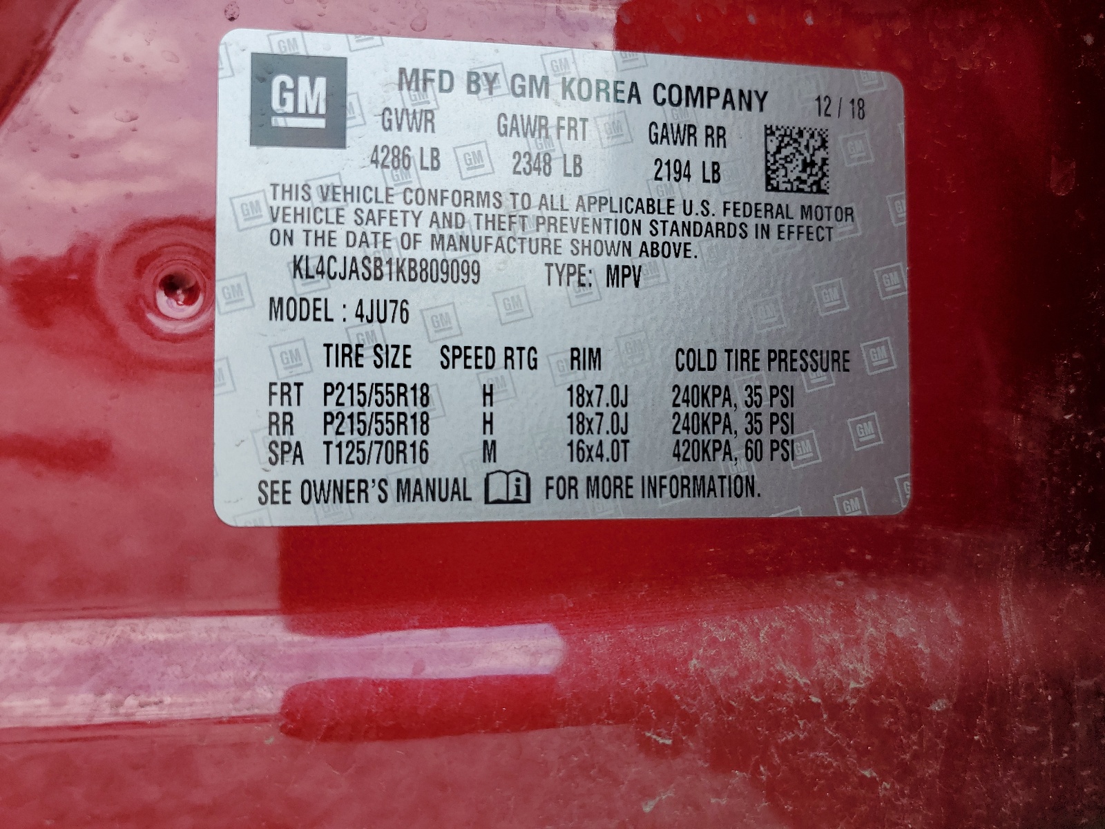 KL4CJASB1KB809099 2019 Buick Encore Preferred