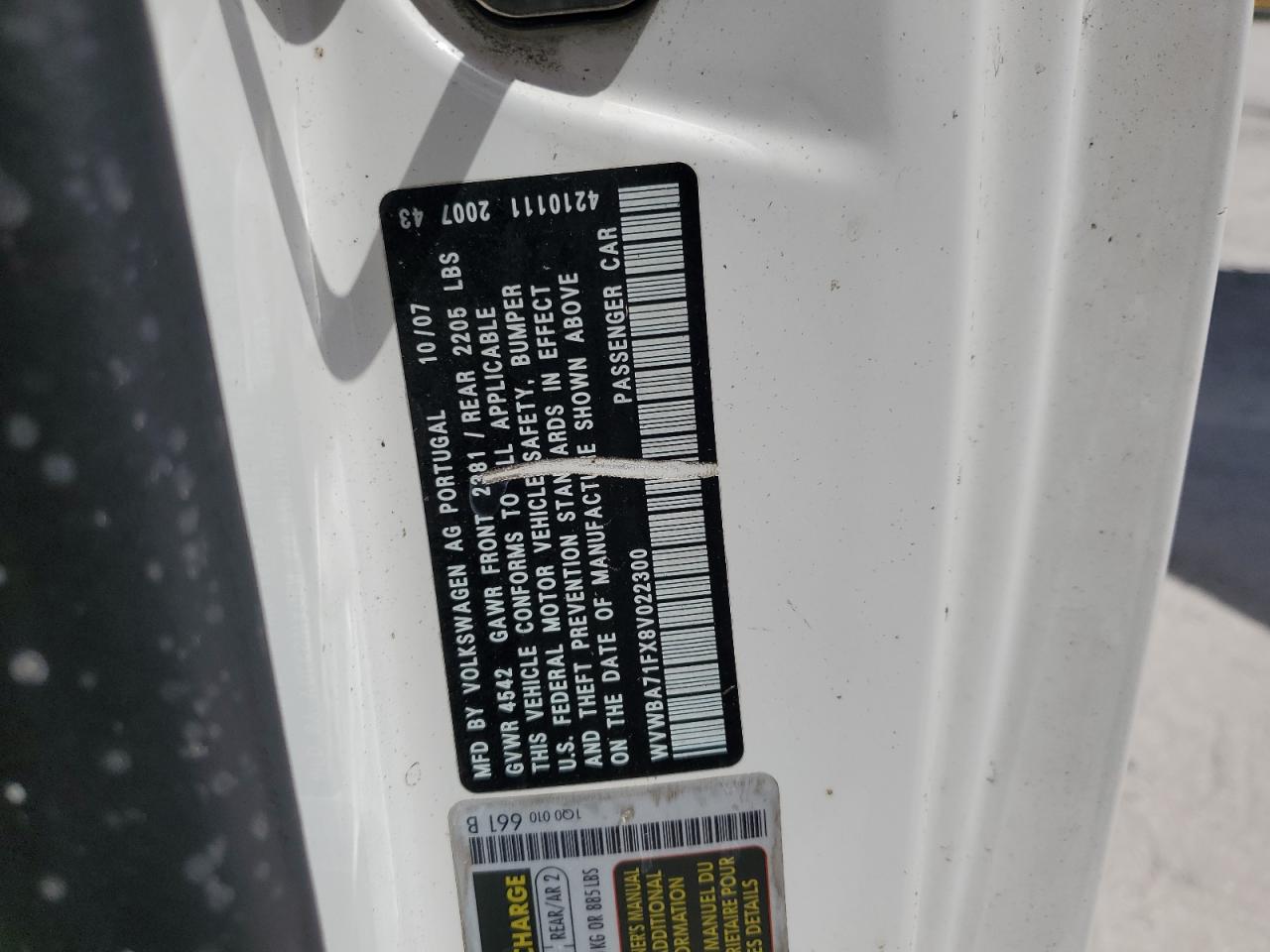 2008 Volkswagen Eos Turbo VIN: WVWBA71FX8V022300 Lot: 64864254