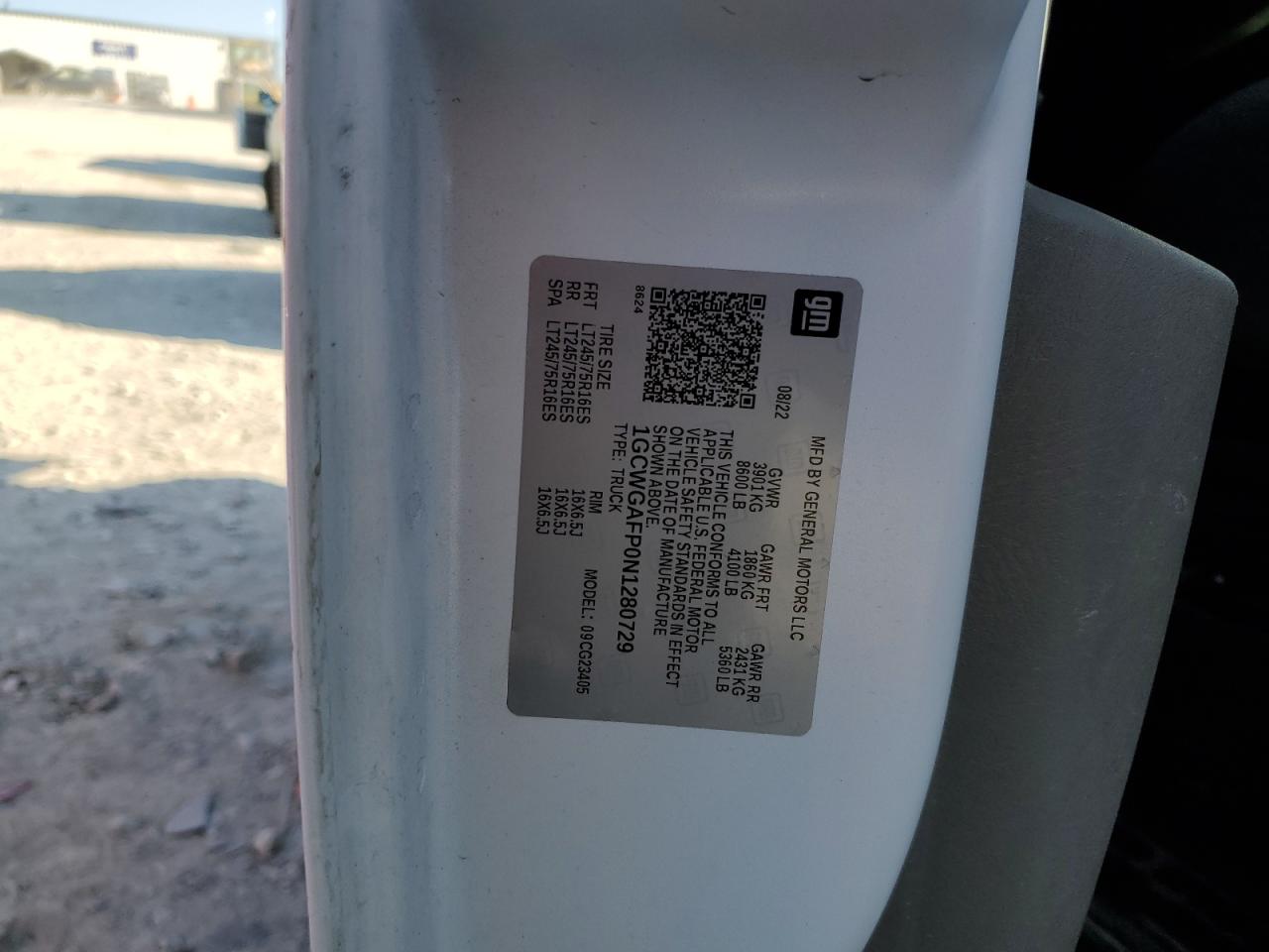 2022 Chevrolet Express G2500 VIN: 1GCWGAFP0N1280729 Lot: 62887744