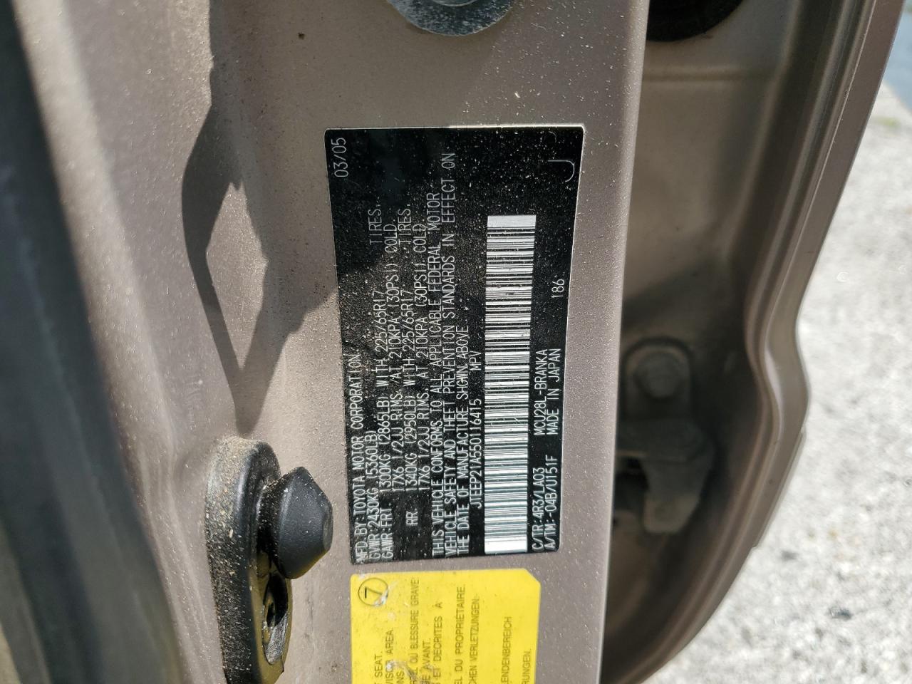 2005 Toyota Highlander Limited VIN: JTEEP21A550116415 Lot: 64466294