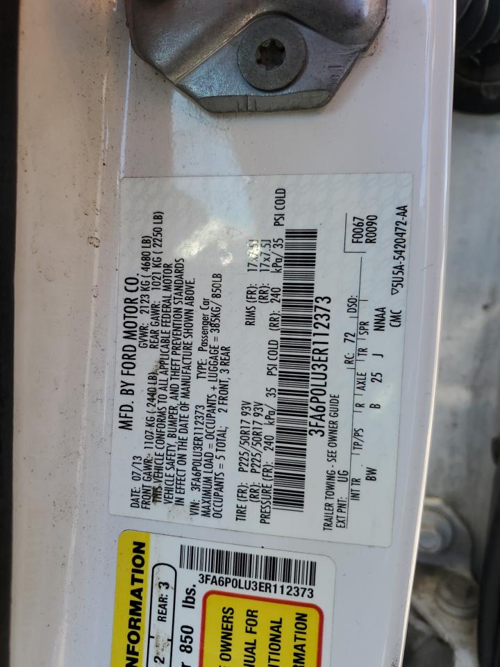 2014 Ford Fusion Se Hybrid VIN: 3FA6P0LU3ER112373 Lot: 63302874