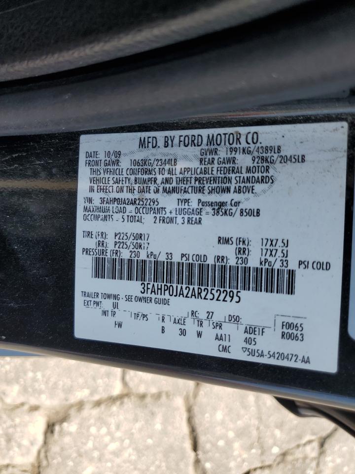 2010 Ford Fusion Sel VIN: 3FAHP0JA2AR252295 Lot: 61879254