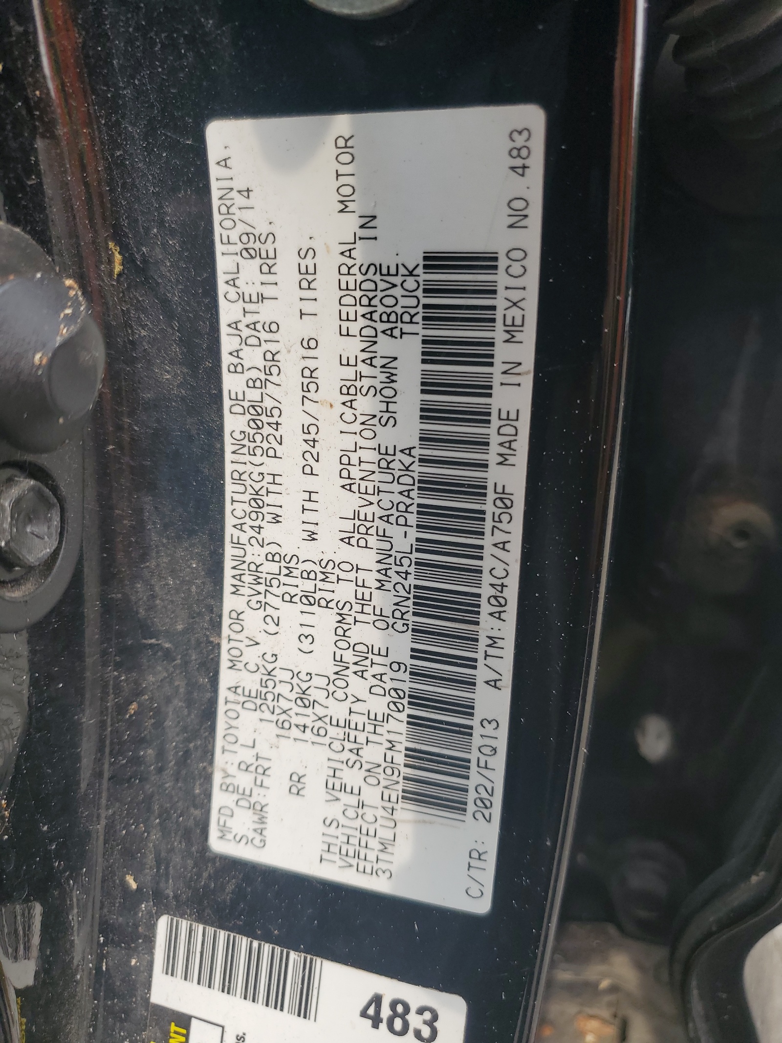 3TMLU4EN9FM170019 2015 Toyota Tacoma Double Cab