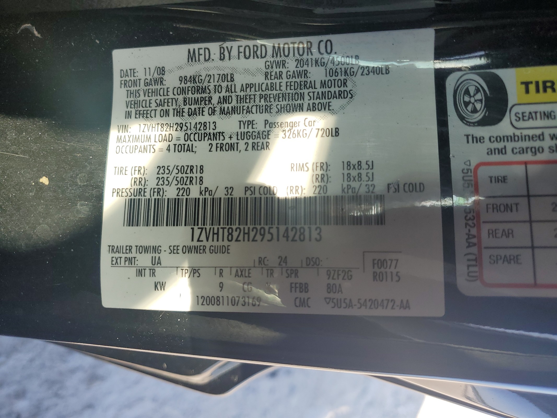 1ZVHT82H295142813 2009 Ford Mustang Gt