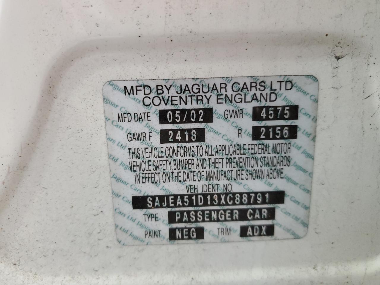 2003 Jaguar X-Type 2.5 VIN: SAJEA51D13XC88791 Lot: 61544724