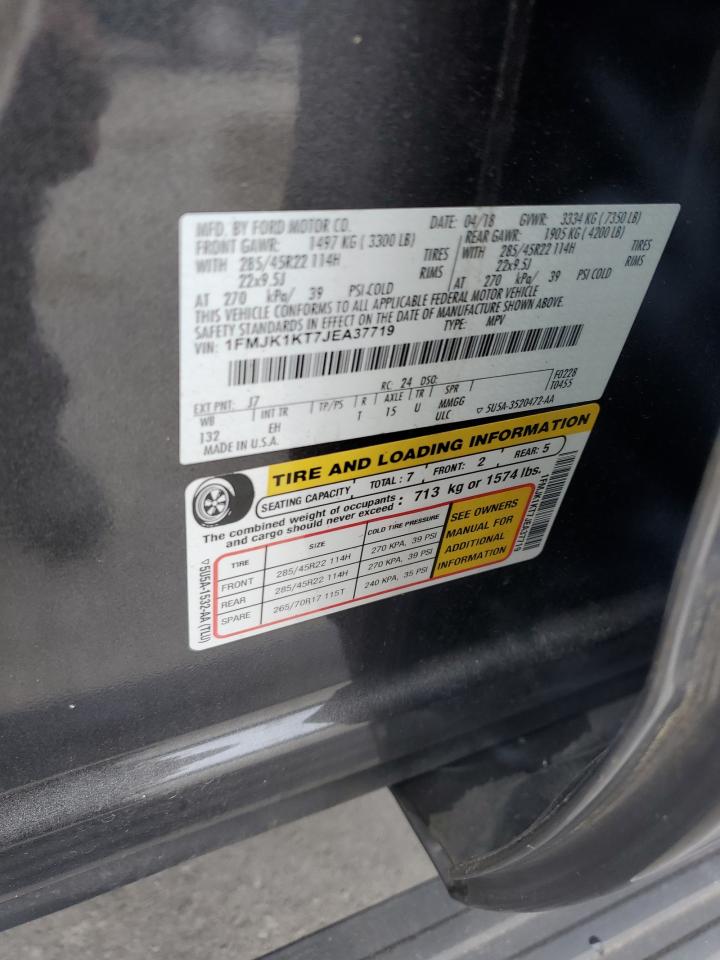 2018 Ford Expedition Max Limited VIN: 1FMJK1KT7JEA37719 Lot: 64395034