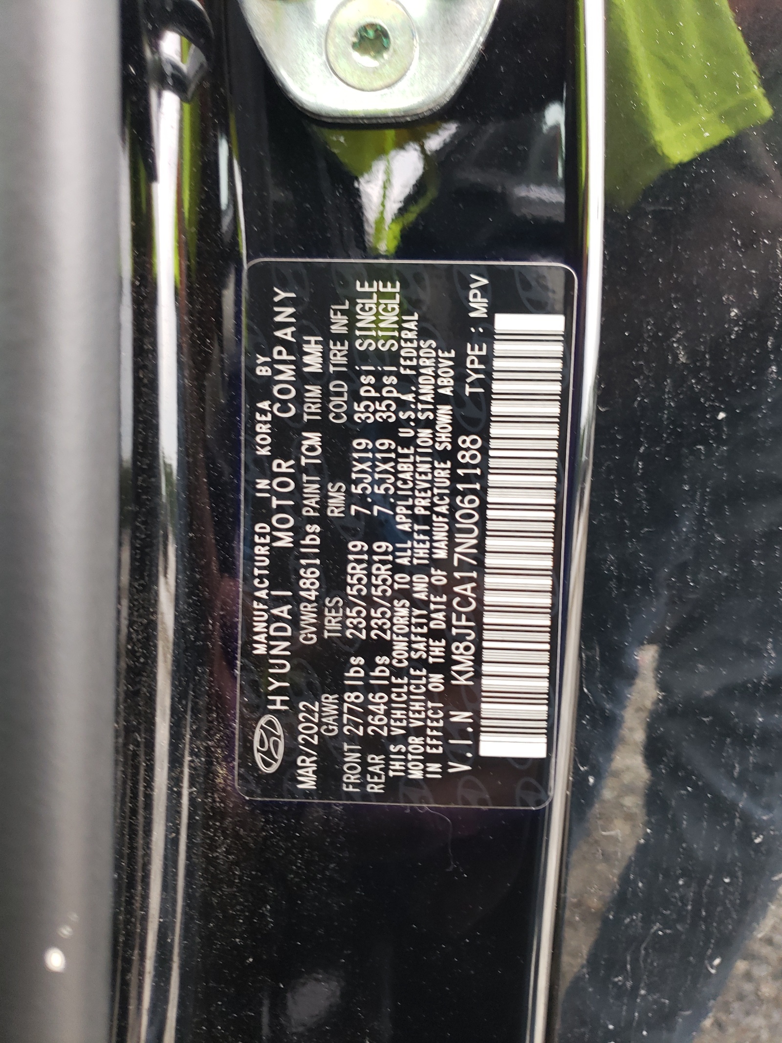 KM8JFCA17NU061188 2022 Hyundai Tucson Sel Convenience