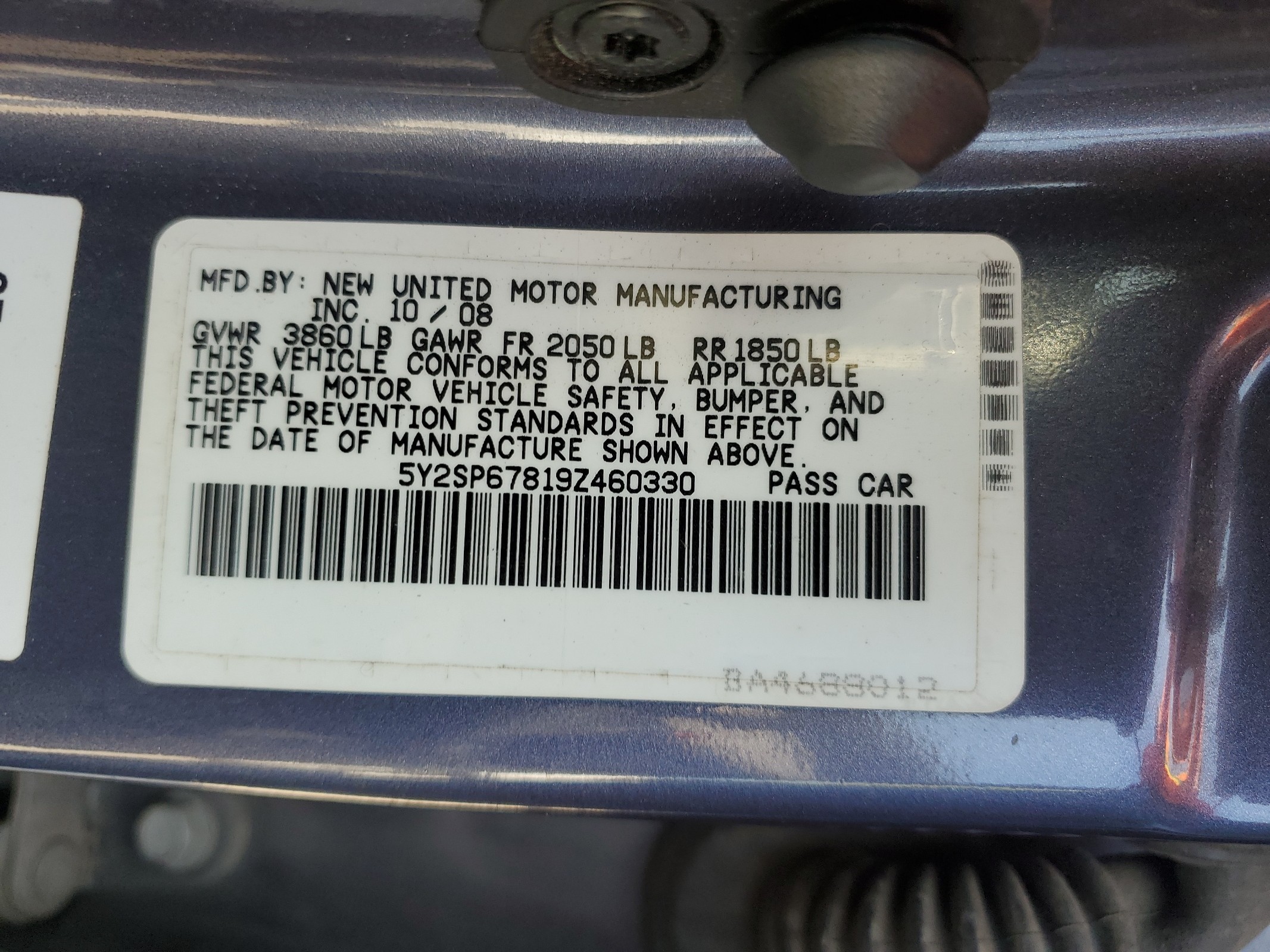 5Y2SP67819Z460330 2009 Pontiac Vibe