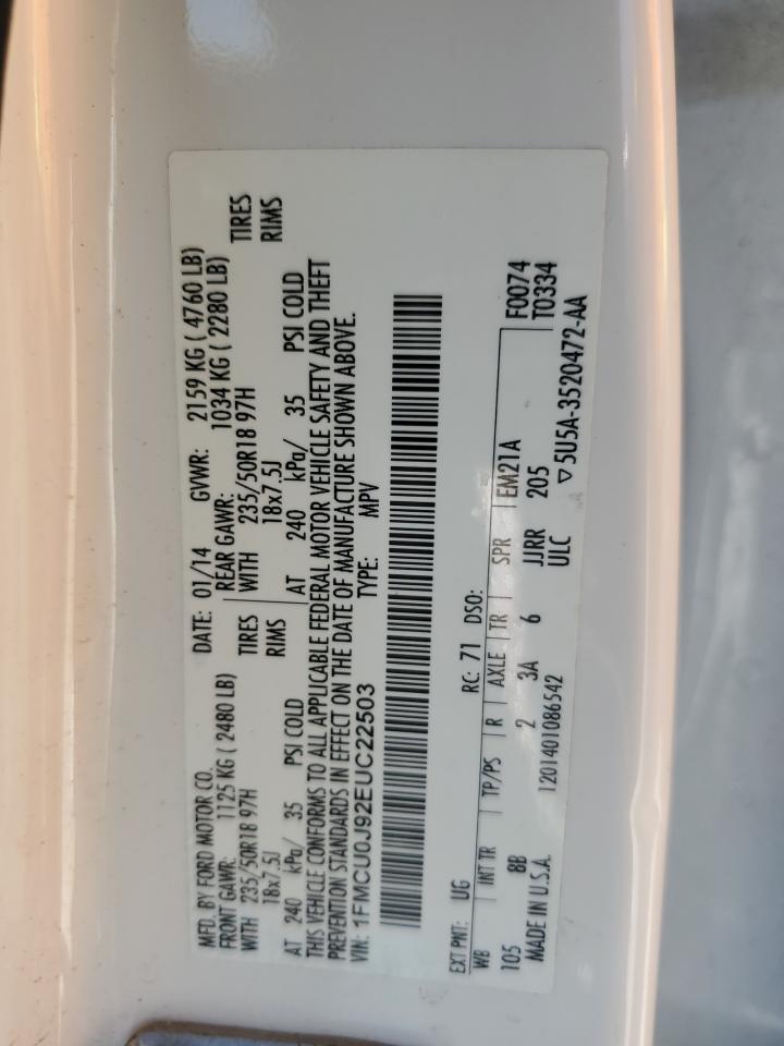 2014 Ford Escape Titanium VIN: 1FMCU0J92EUC22503 Lot: 64677014