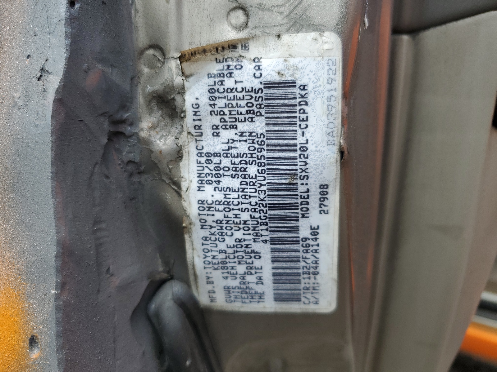 4T1BG22K3YU685965 2000 Toyota Camry Ce