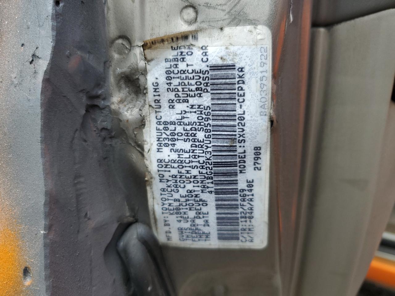 2000 Toyota Camry Ce VIN: 4T1BG22K3YU685965 Lot: 63672614