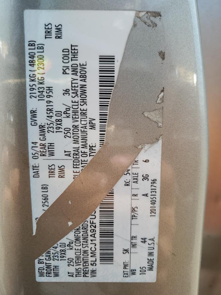 2015 Lincoln Mkc VIN: 5LMCJ1A92FUJ01449 Lot: 64856494