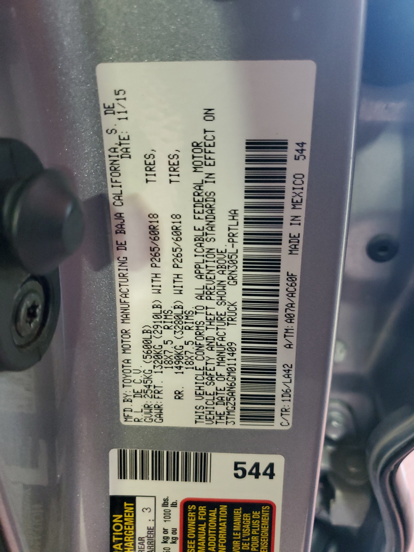 3TMGZ5AN6GM011409 2016 Toyota Tacoma Double Cab