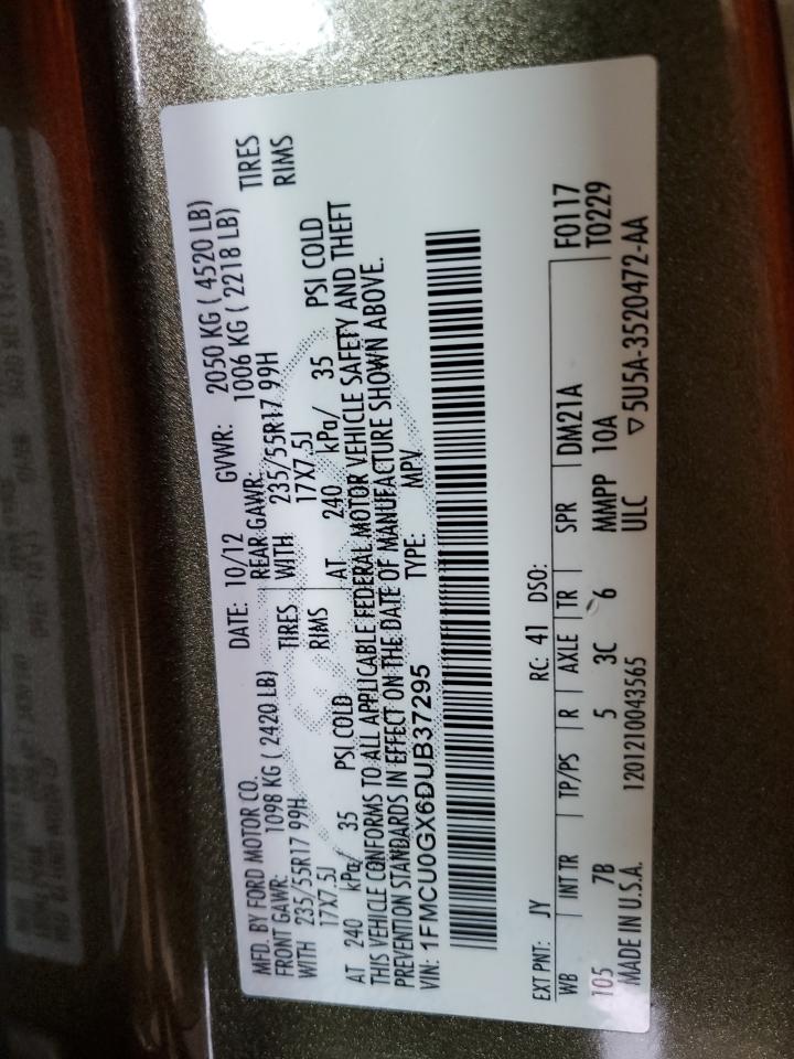 2013 Ford Escape Se VIN: 1FMCU0GX6DUB37295 Lot: 63413794