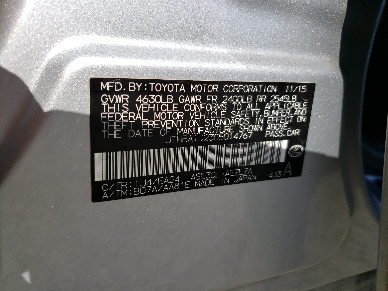 JTHBA1D23G5014767 2016 Lexus Is 200T