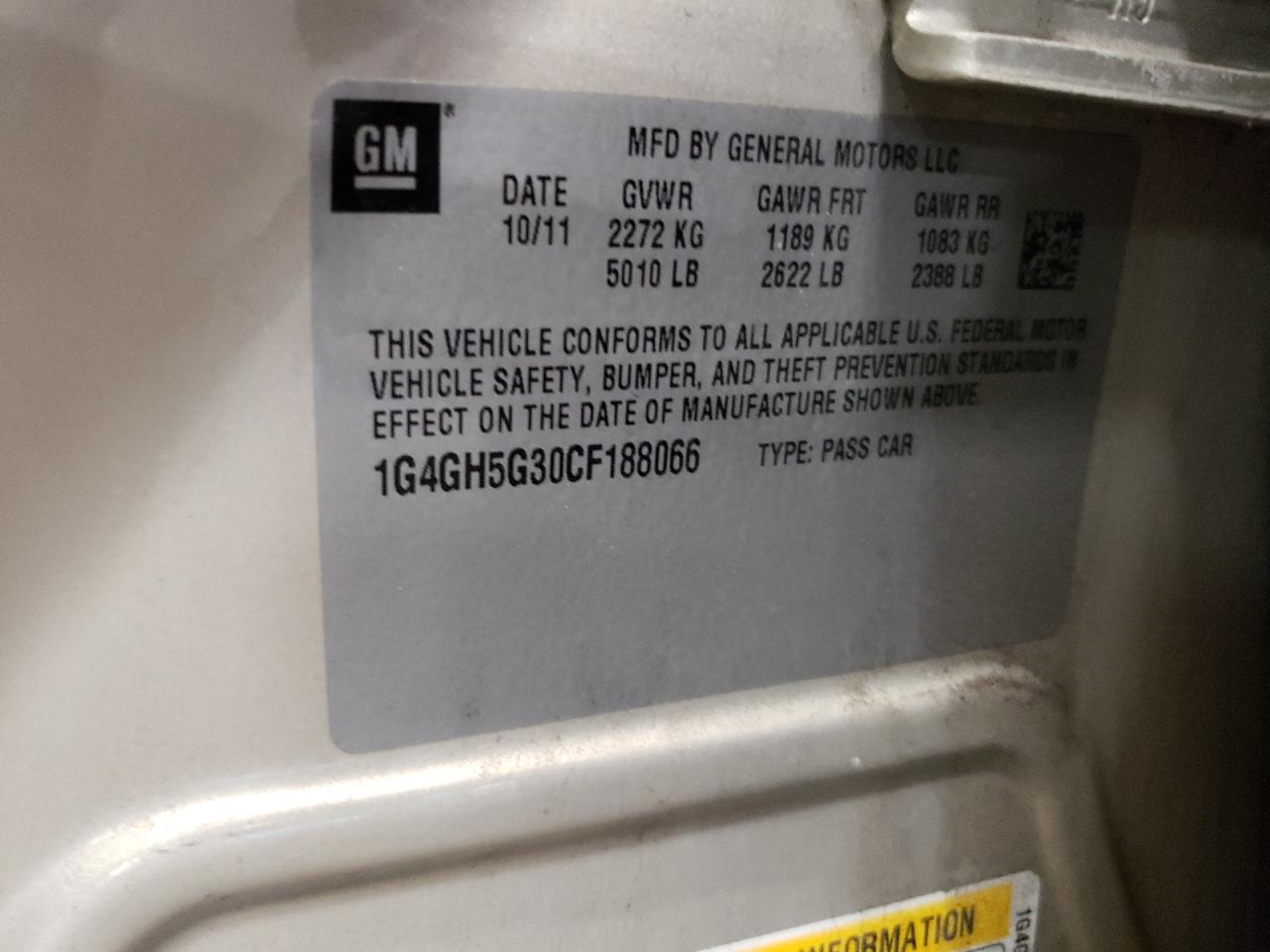 2012 Buick Lacrosse Premium VIN: 1G4GH5G30CF188066 Lot: 64280784