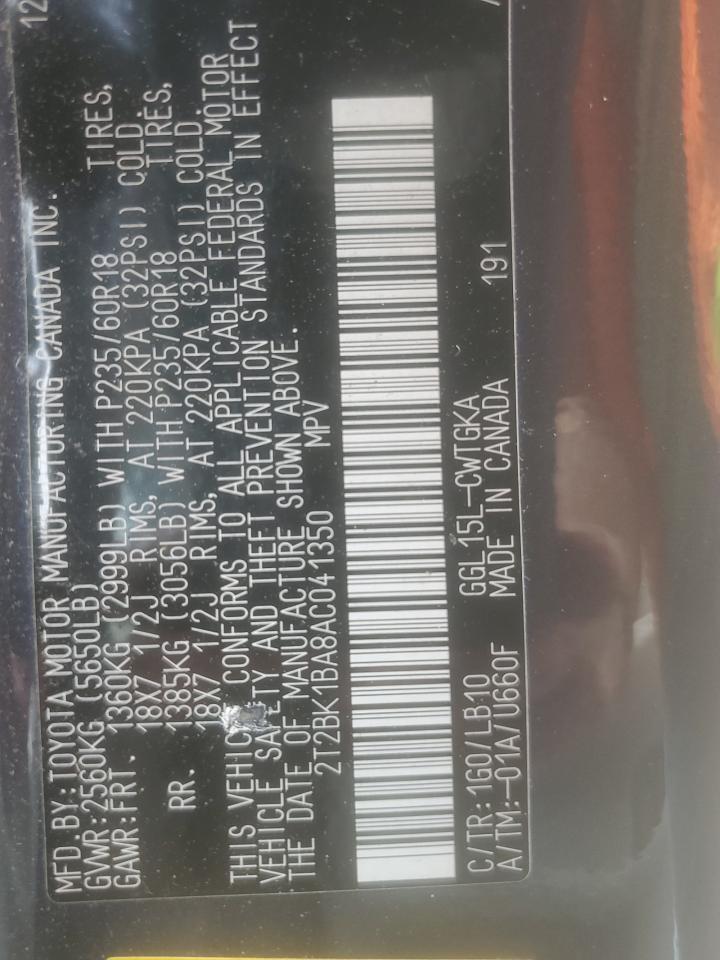 2010 Lexus Rx 350 VIN: 2T2BK1BA8AC041350 Lot: 65281574