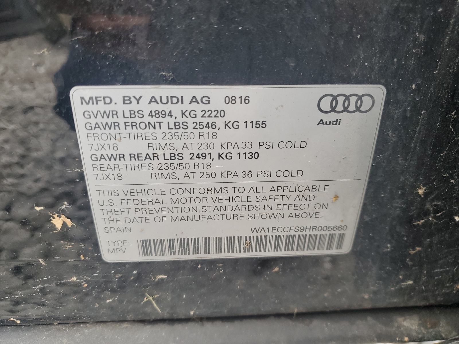 2017 Audi Q3 Premium vin: WA1ECCFS9HR005660