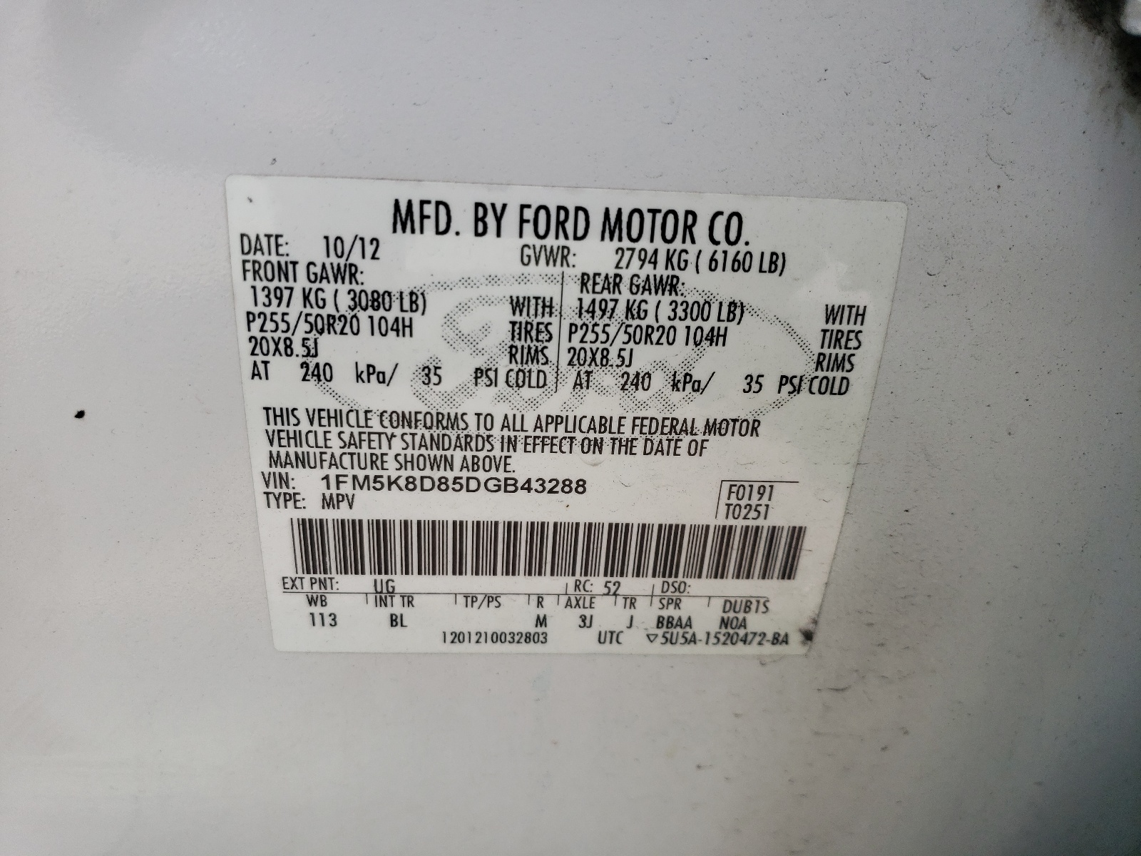 1FM5K8D85DGB43288 2013 Ford Explorer Xlt