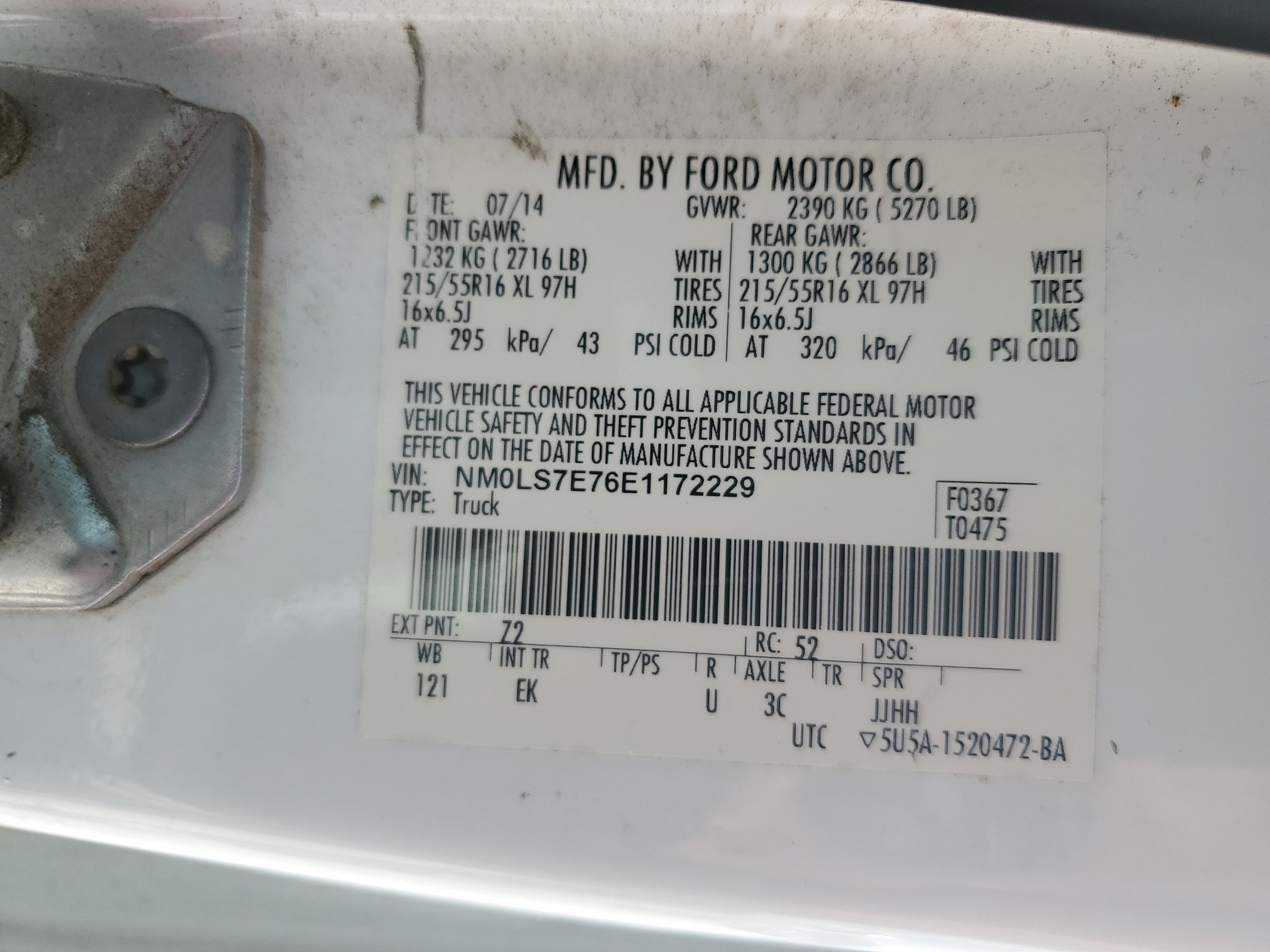NM0LS7E76E1172229 2014 Ford Transit Connect Xl