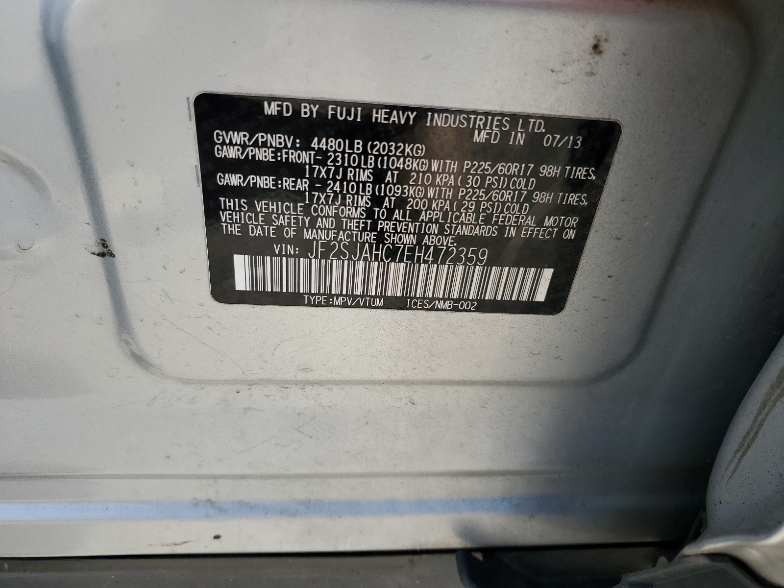 JF2SJAHC7EH472359 2014 Subaru Forester 2.5I Limited