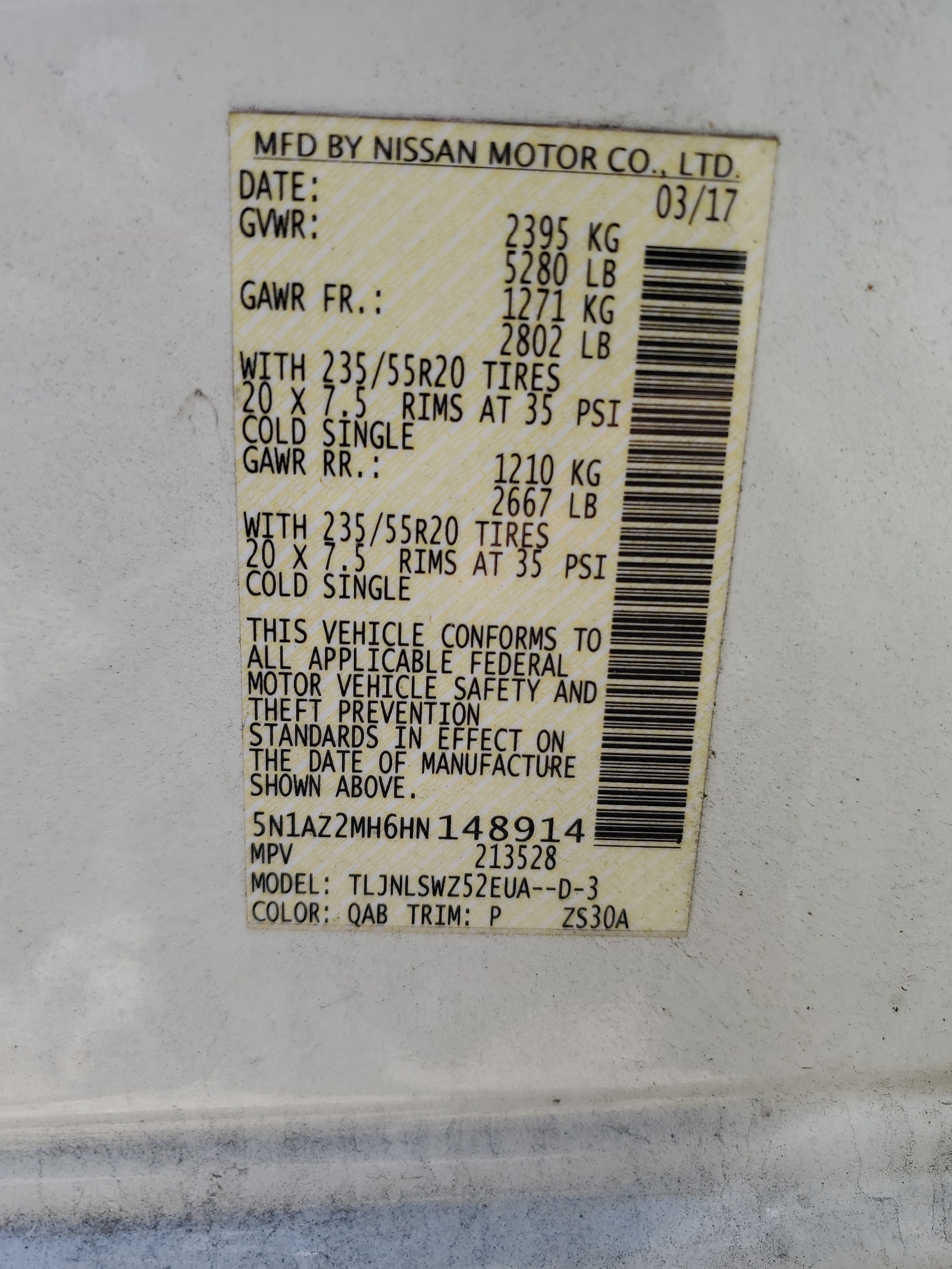 5N1AZ2MH6HN148914 2017 Nissan Murano S