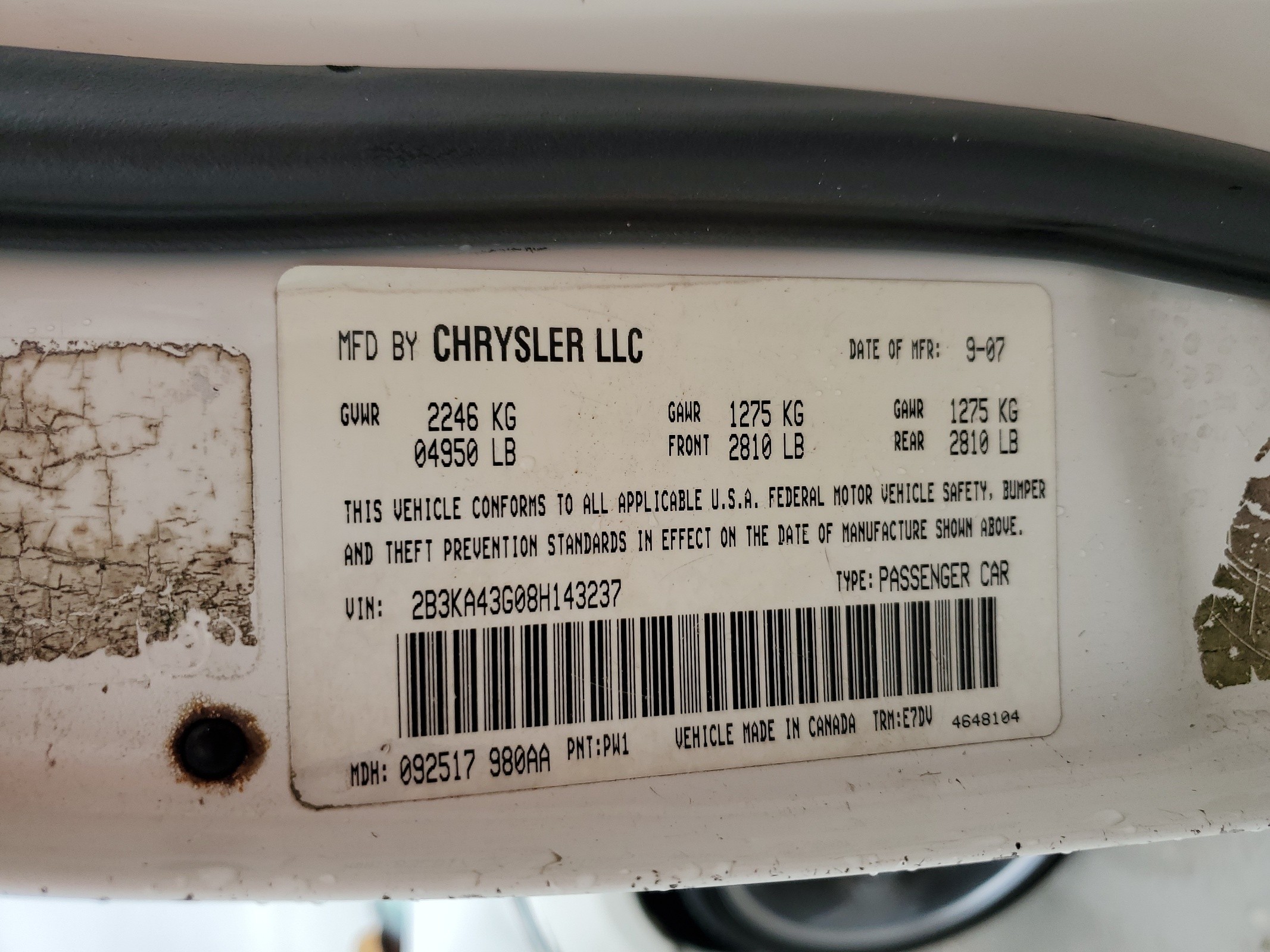 2B3KA43G08H143237 2008 Dodge Charger