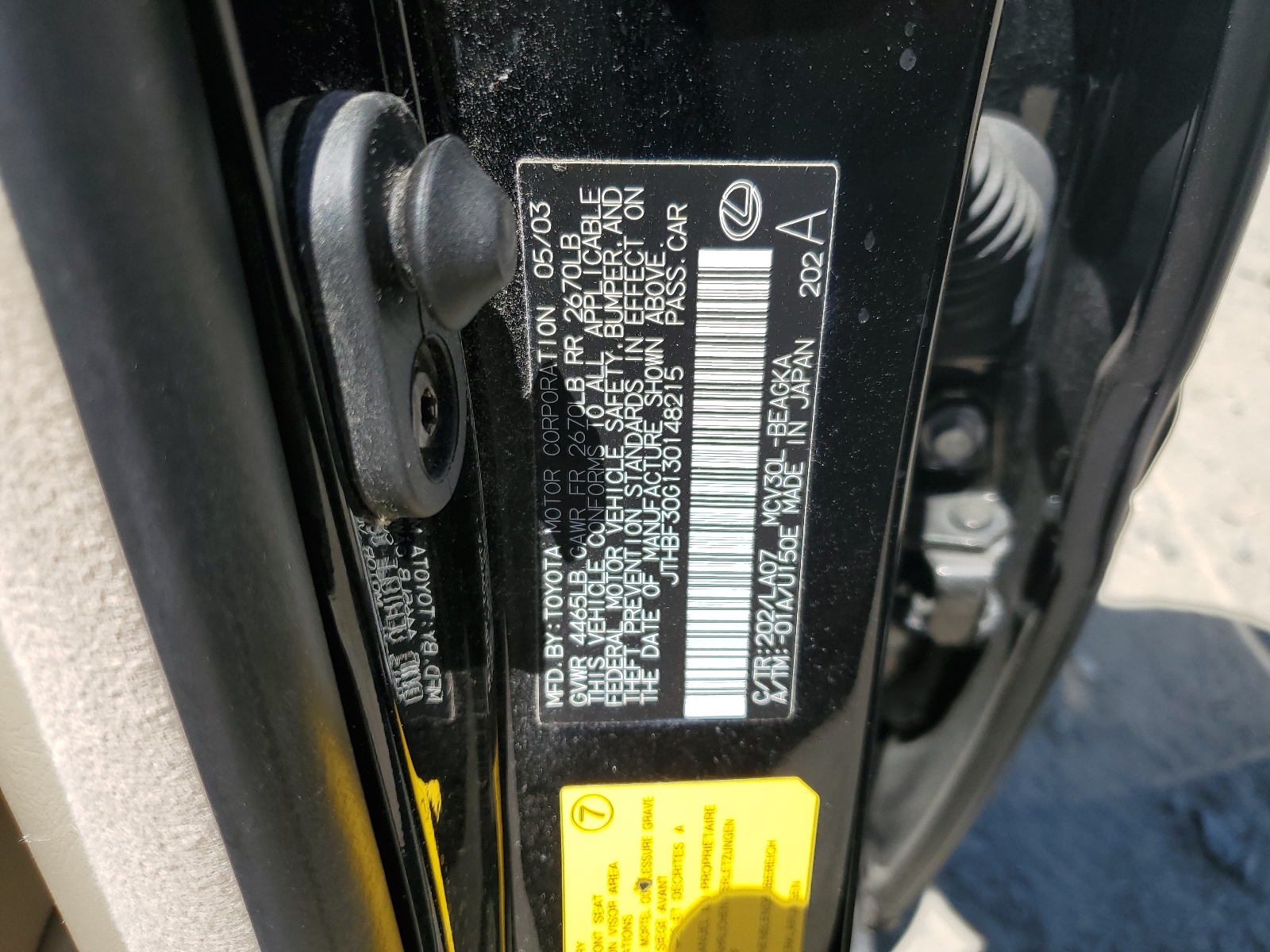 JTHBF30G130148215 2003 Lexus Es 300