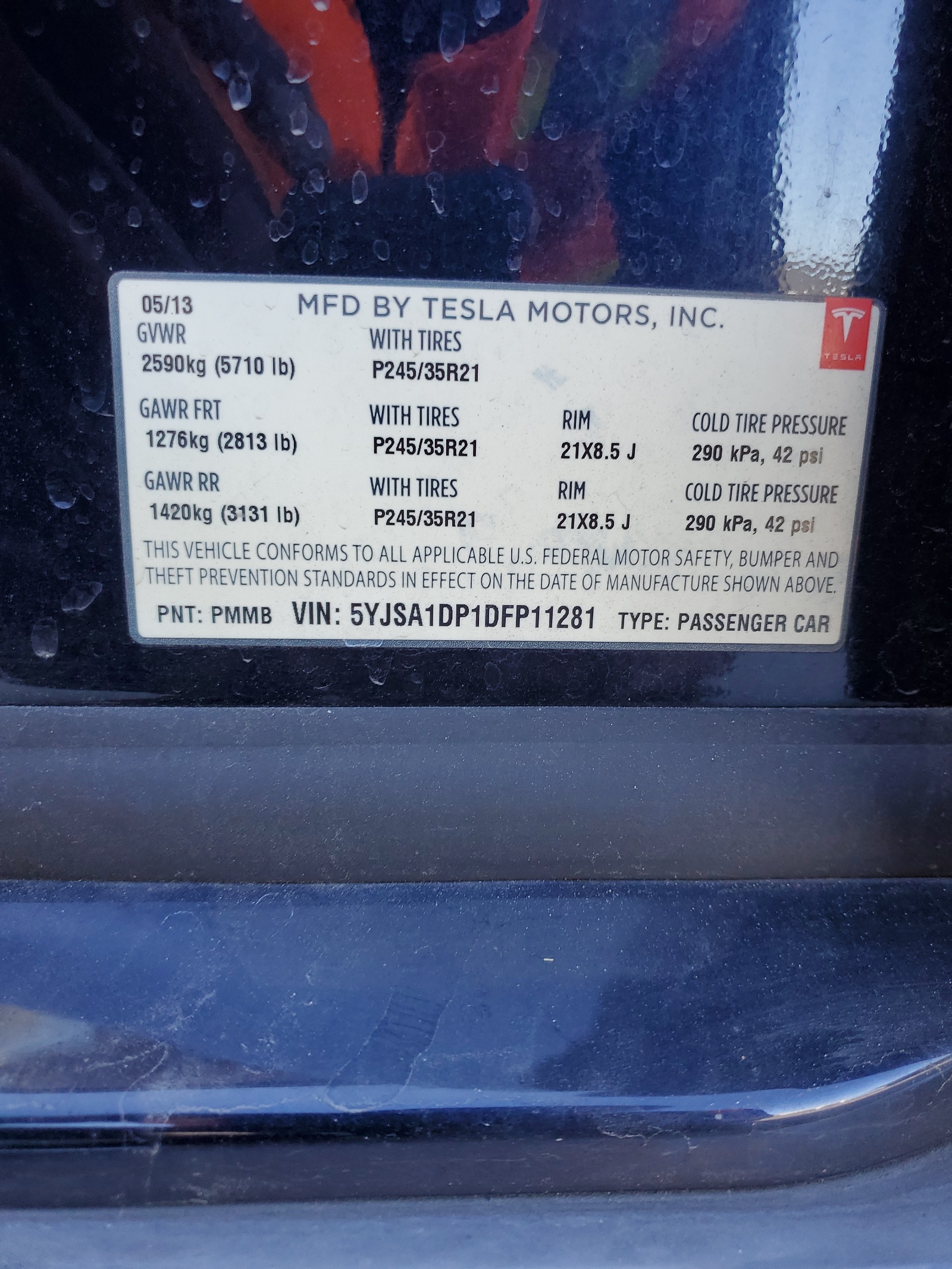 5YJSA1DP1DFP11281 2013 Tesla Model S