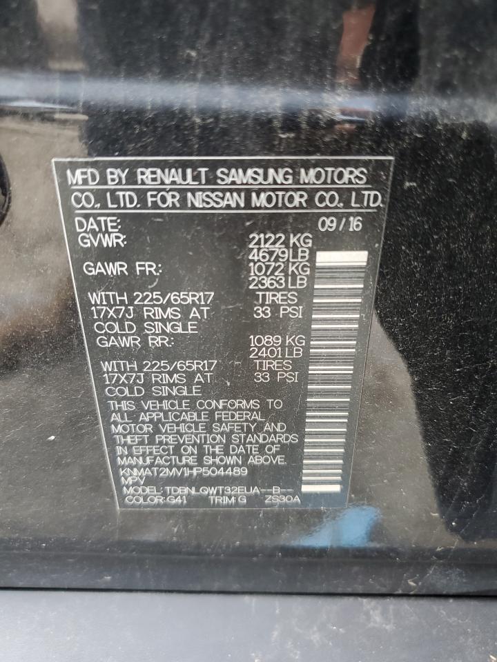 2017 Nissan Rogue S VIN: KNMAT2MV1HP504489 Lot: 64482704