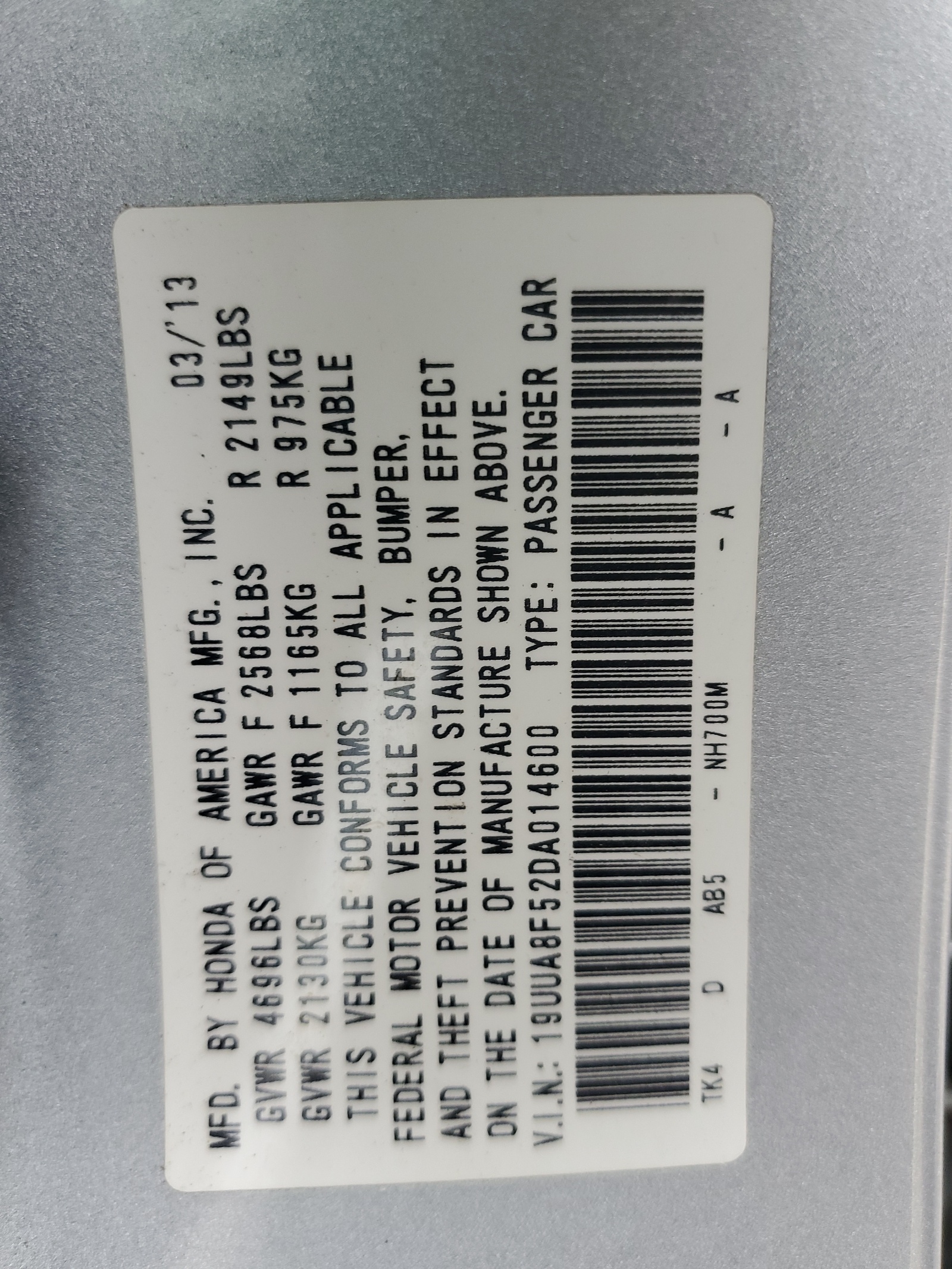 19UUA8F52DA014600 2013 Acura Tl Tech