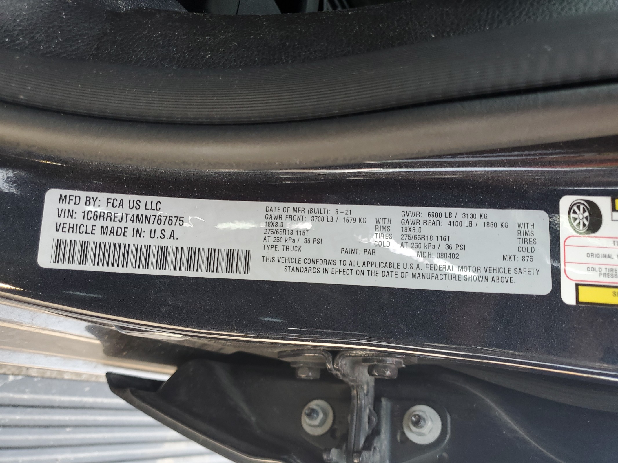 1C6RREJT4MN767675 2021 Ram 1500 Laramie