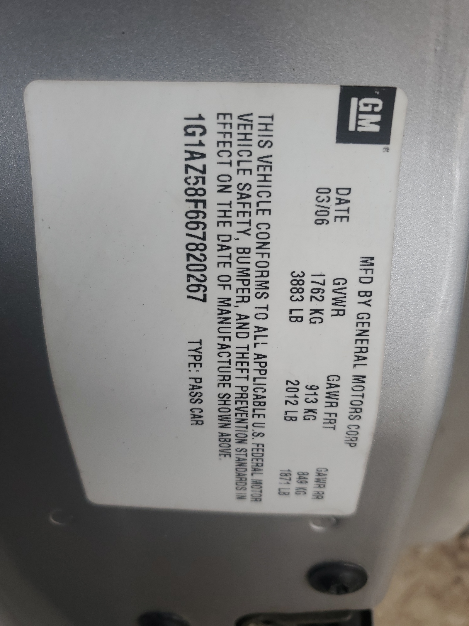 1G1AZ58F667820267 2006 Chevrolet Cobalt Ltz