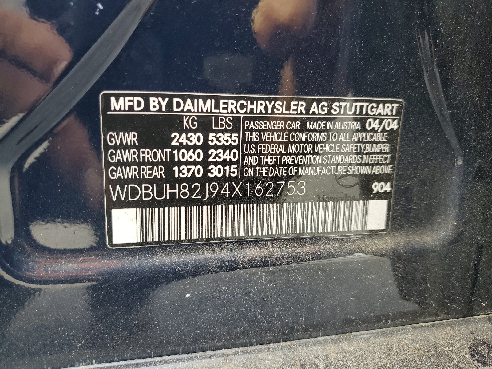 WDBUH82J94X162753 2004 Mercedes-Benz E 320 4Matic