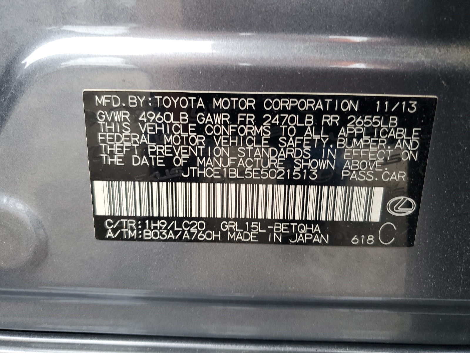 JTHCE1BL5E5021513 2014 Lexus Gs 350