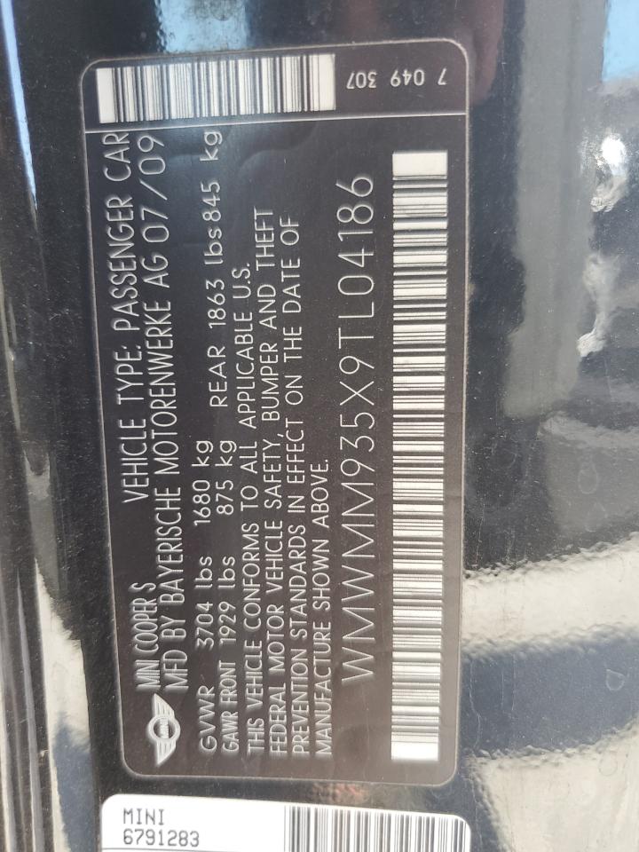 2009 Mini Cooper Clubman Jcw VIN: WMWMM935X9TL04186 Lot: 64040464