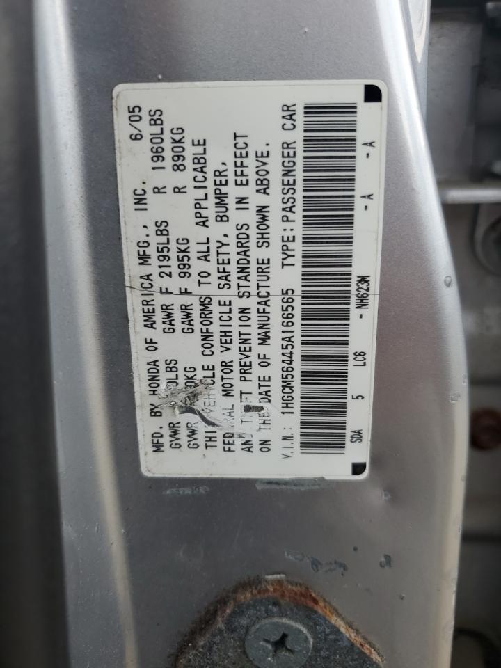 2005 Honda Accord Lx VIN: 1HGCM56445A166565 Lot: 63347714