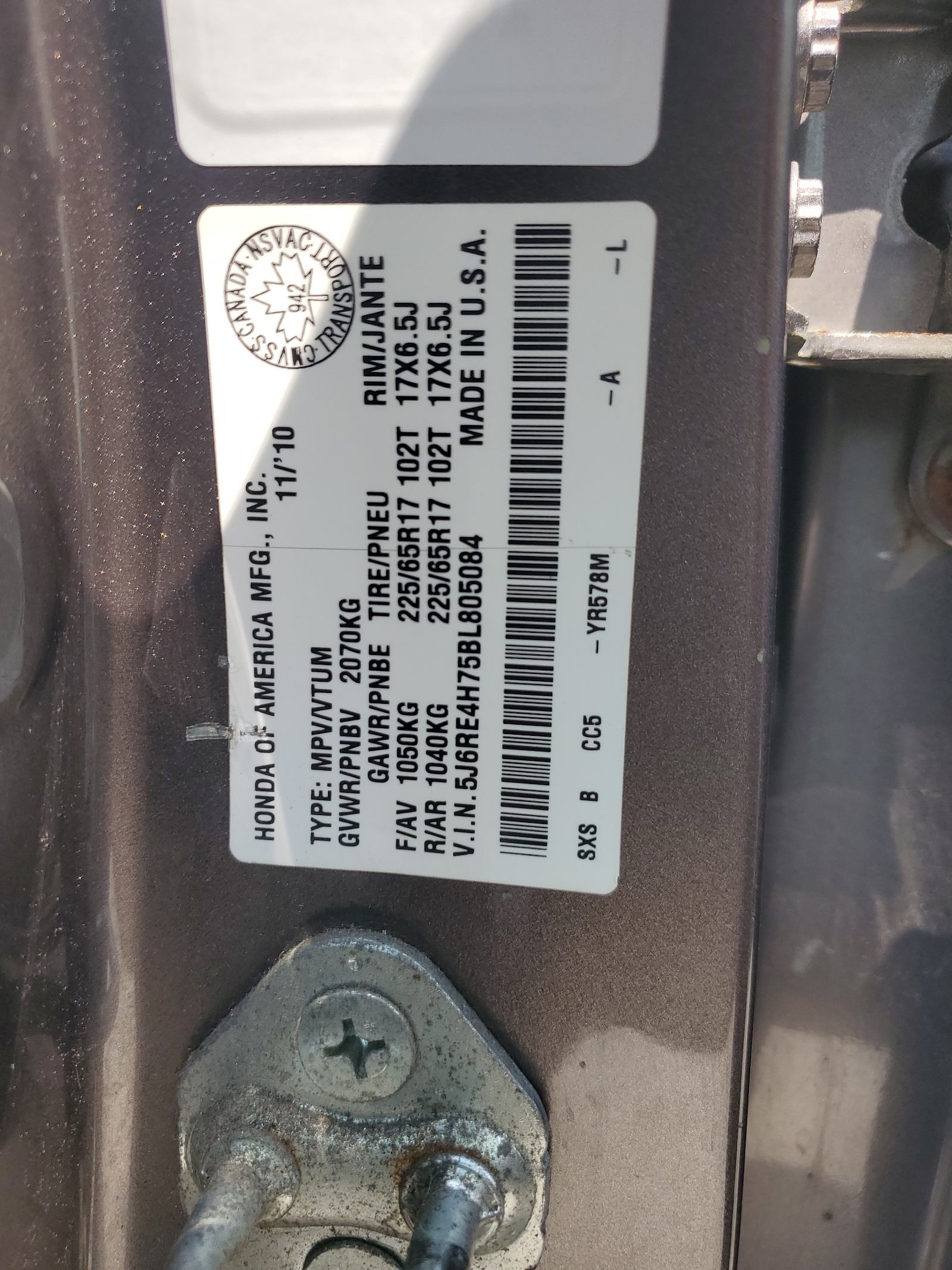 5J6RE4H75BL805084 2011 Honda Cr-V Exl