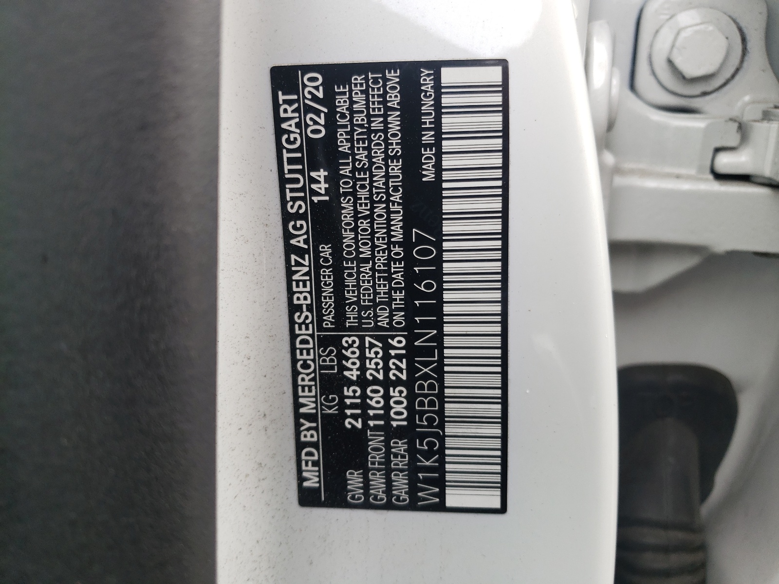 W1K5J5BBXLN116107 2020 Mercedes-Benz Cla Amg 35 4Matic