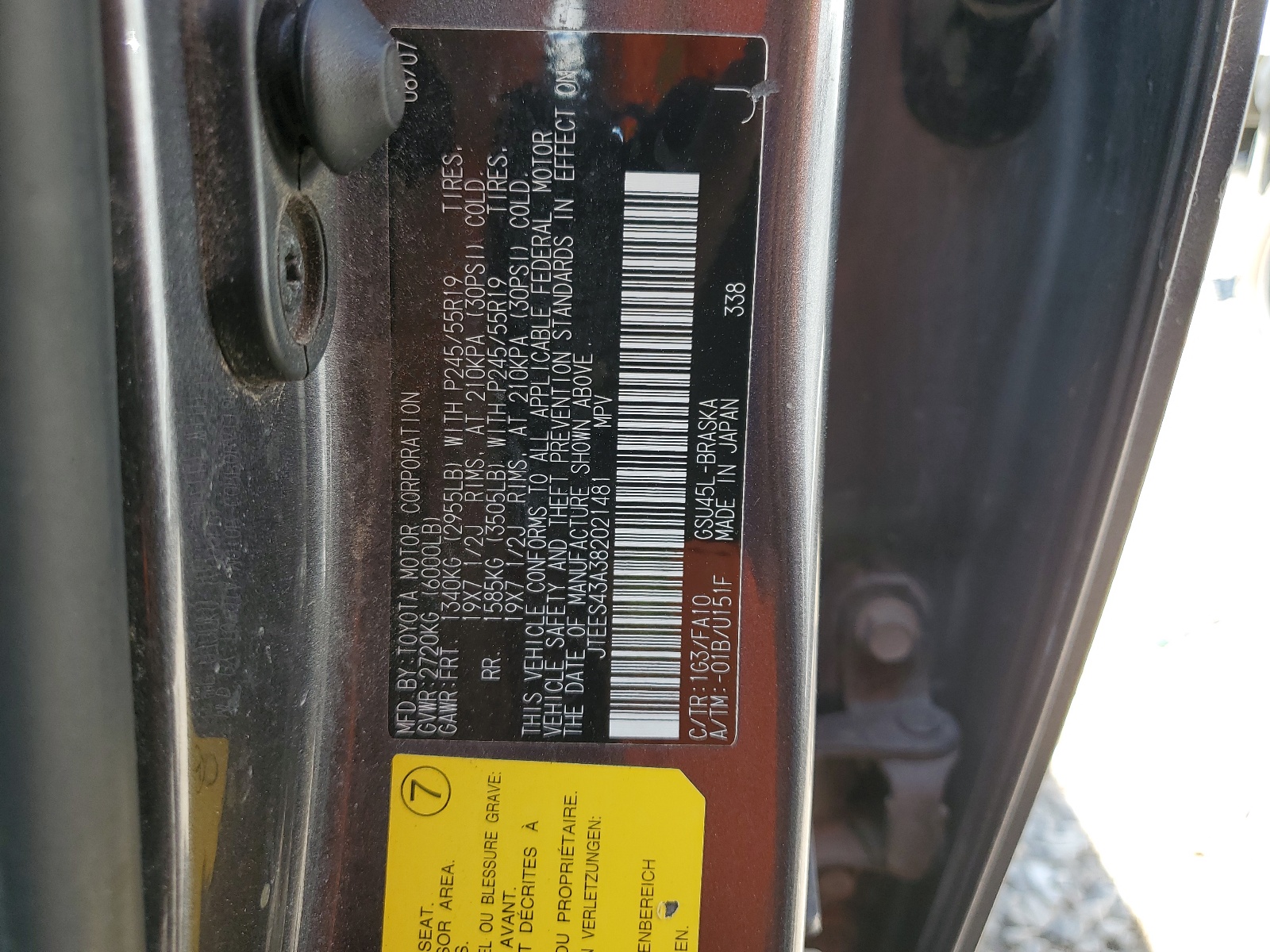 JTEES43A382021481 2008 Toyota Highlander Sport