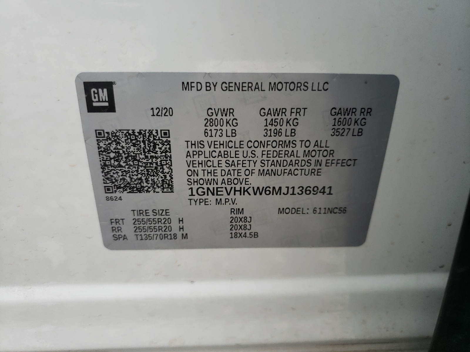 1GNEVHKW6MJ136941 2021 Chevrolet Traverse Lt