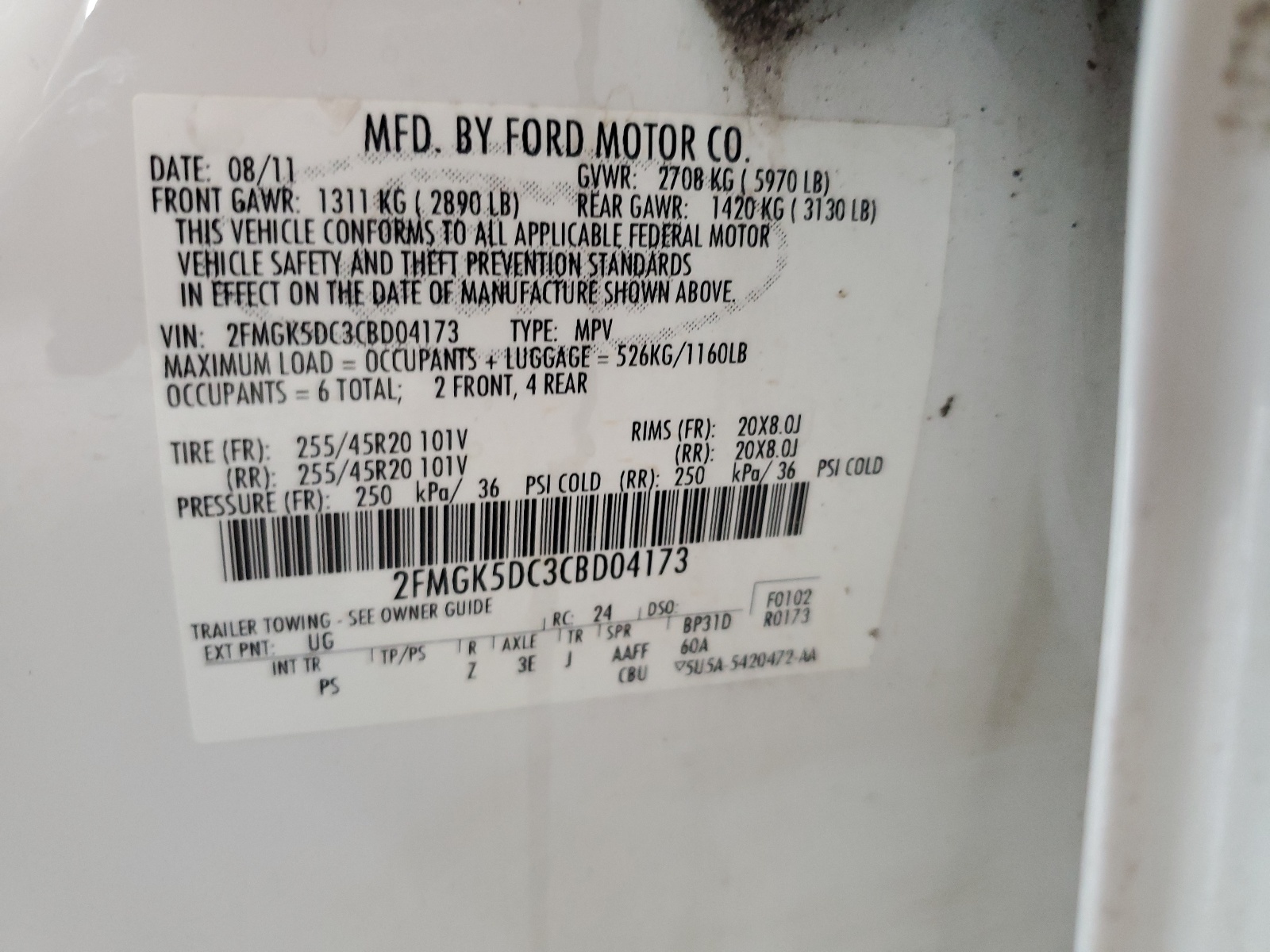 2FMGK5DC3CBD04173 2012 Ford Flex Limited