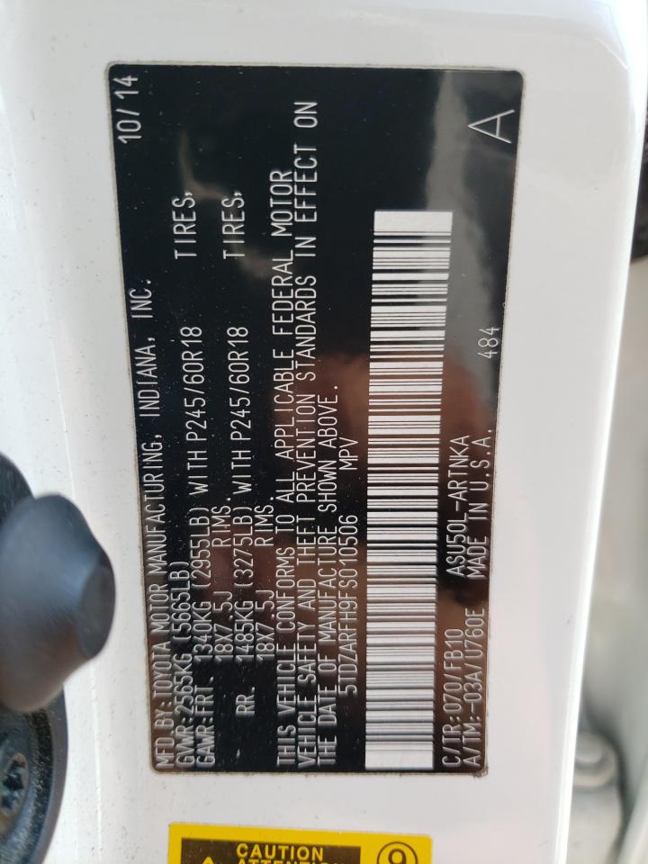 2015 Toyota Highlander Le VIN: 5TDZARFH9FS010506 Lot: 62872384