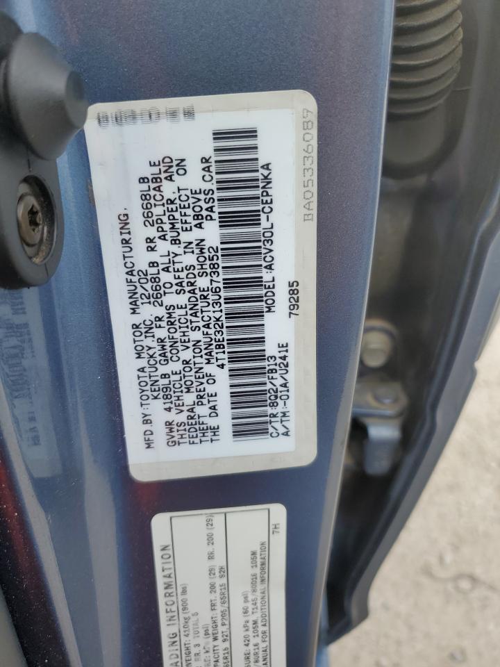 2003 Toyota Camry Le VIN: 4T1BE32K13U673852 Lot: 60770494