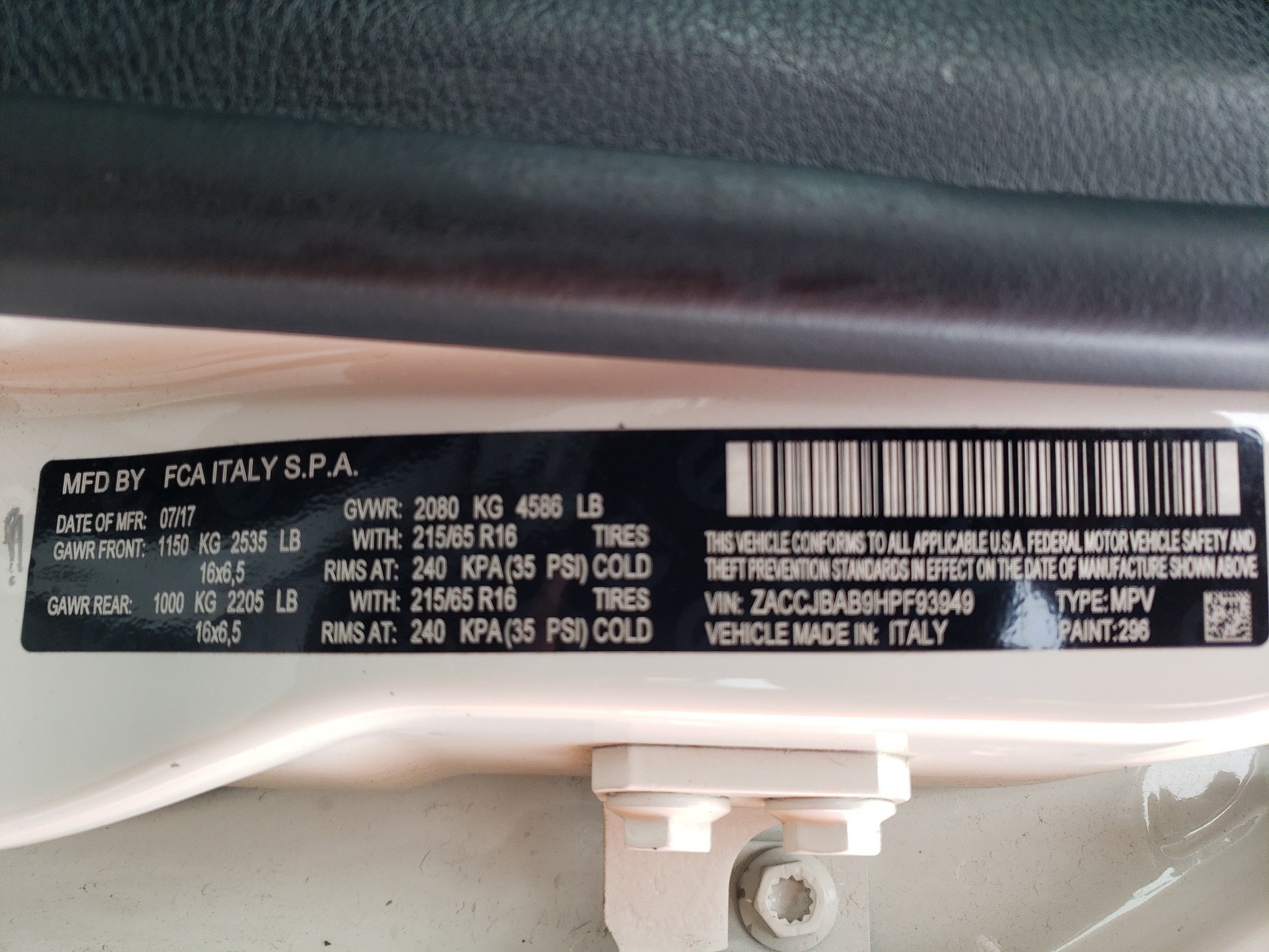 ZACCJBAB9HPF93949 2017 Jeep Renegade Sport