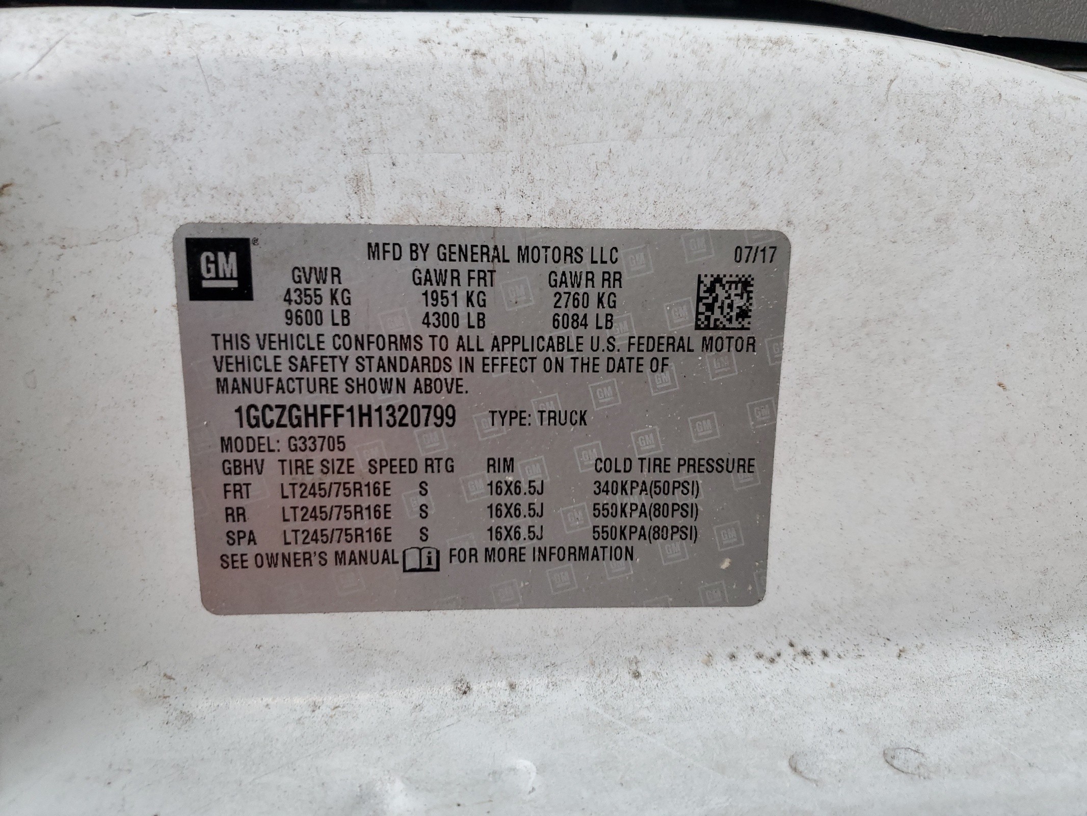 1GCZGHFF1H1320799 2017 Chevrolet Express G3500