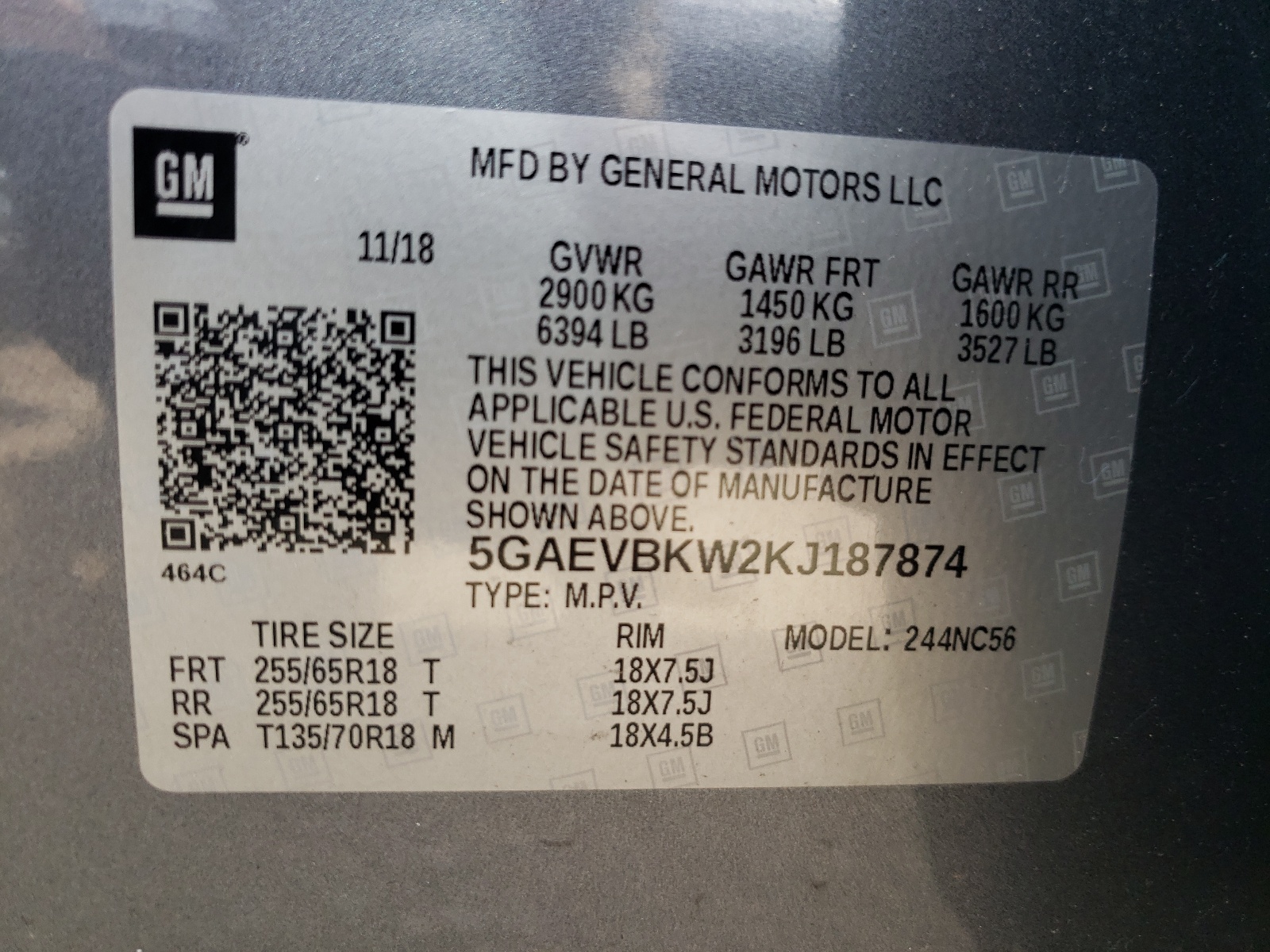 5GAEVBKW2KJ187874 2019 Buick Enclave Premium