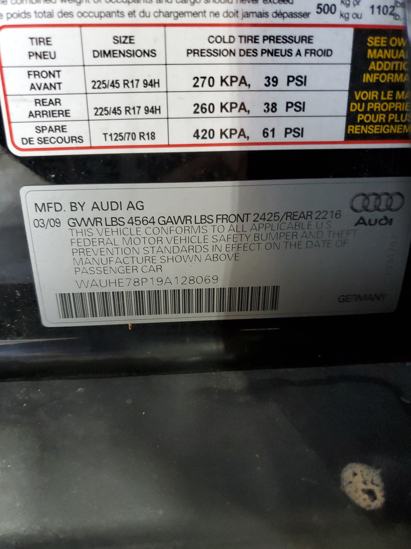 WAUHE78P19A128069 2009 Audi A3 2.0T