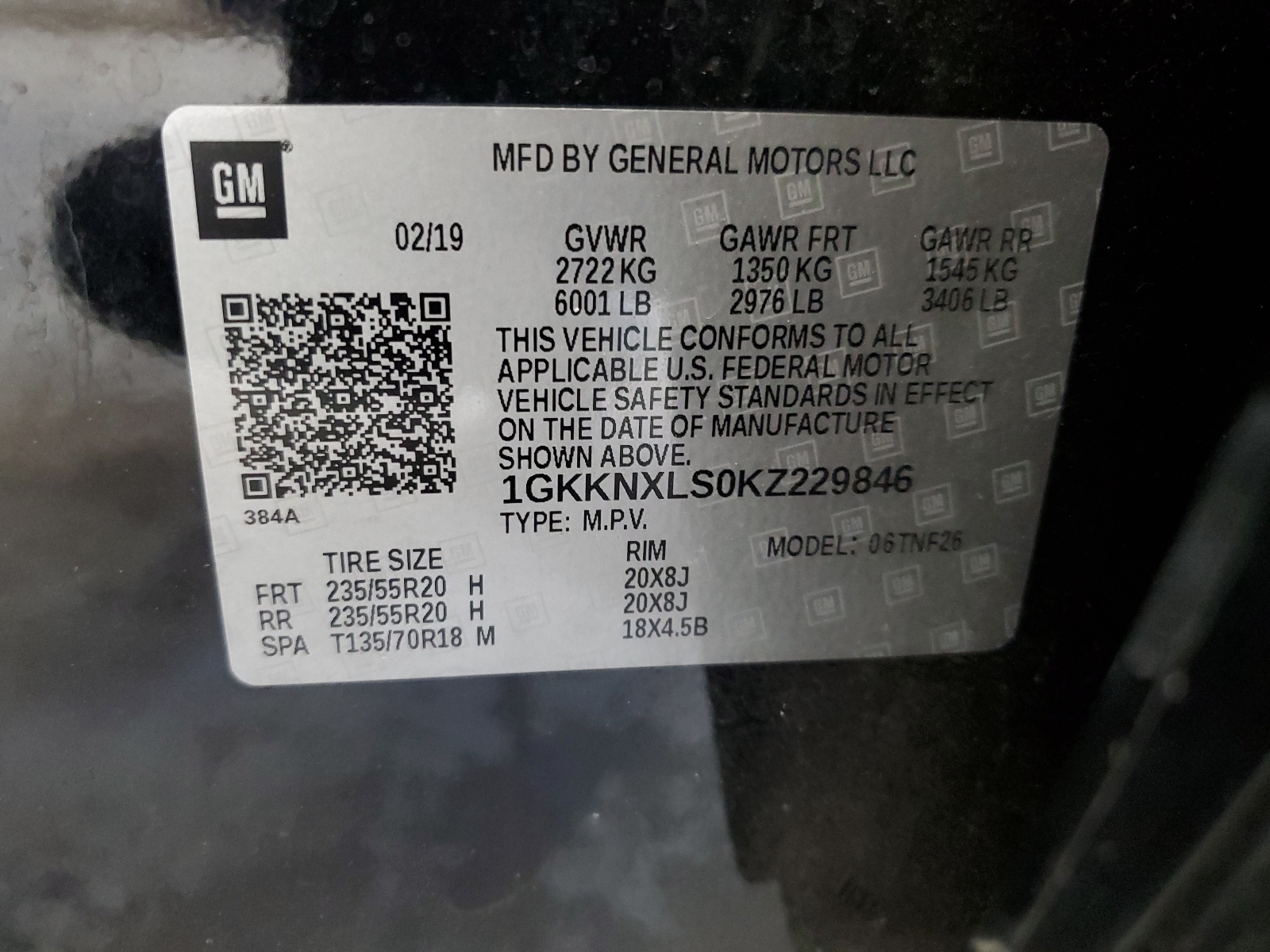 1GKKNXLS0KZ229846 2019 GMC Acadia Denali